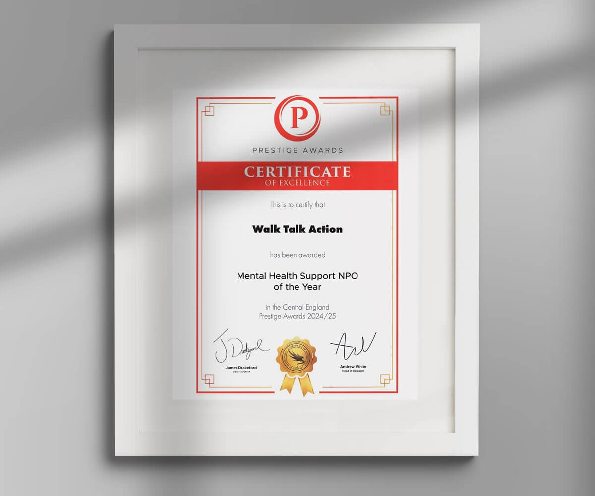 walk talk action wins prestige award mental health awards